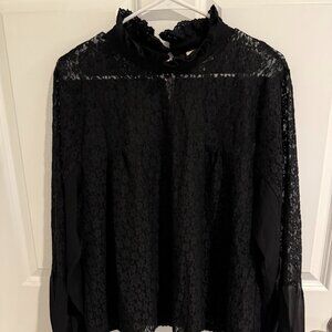 NWT! Tuckernuck Black Lace Rosalee Blouse (XXL)